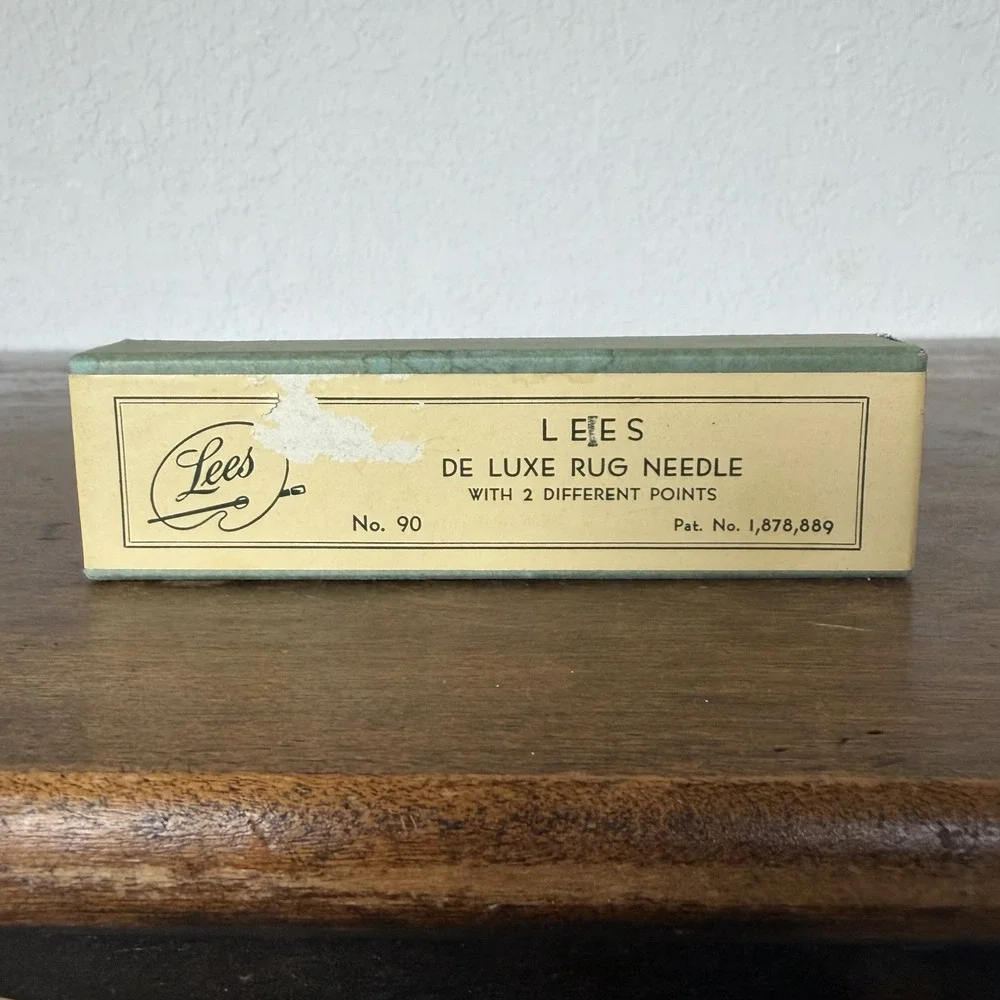 Vintage LEES DE LUXE RUG NEEDLE  No. 90 Original Box + Instructions‎ Mid Century
